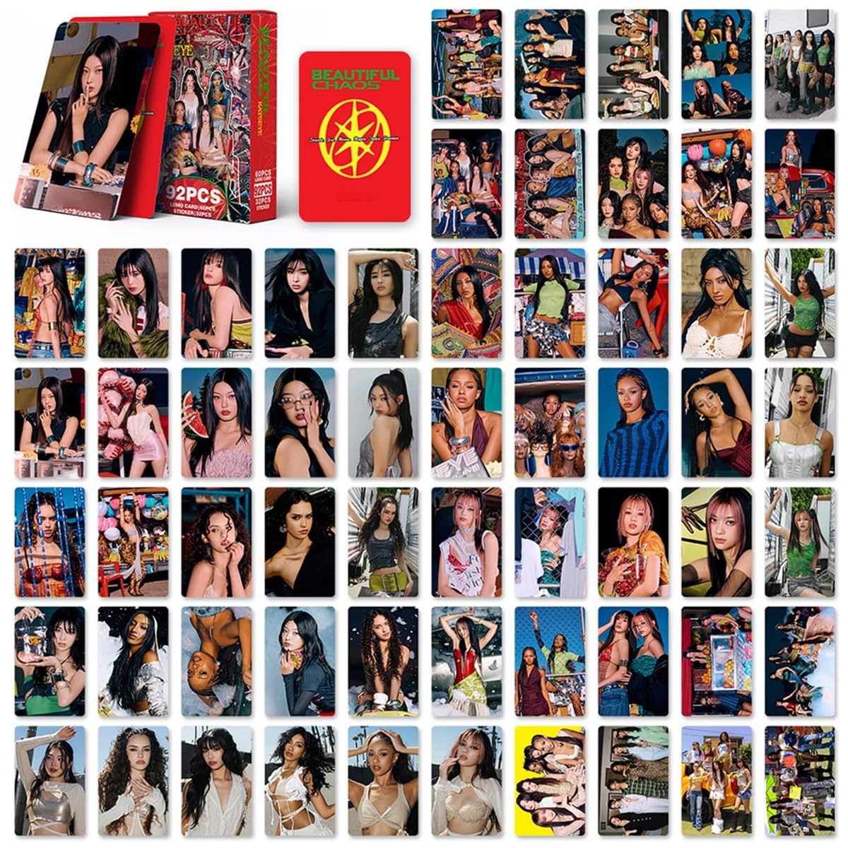 Fancyku® K-Pop Star Cards Sticker Set, 62PCS Photo Cards + 30PCS Stickers, Idol Photocard Collection, Cute Aesthetic Scrapbook & Phone Decor for Fans, 9x6cm-image-43