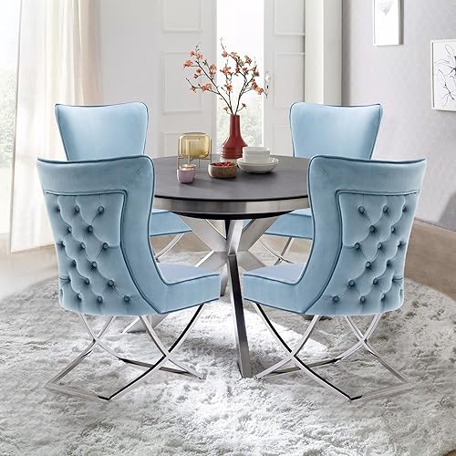 Miniatura 60 de LOULENS Elegance - Juego de 6 sillas de comedor de terciopelo, lujosas sillas de comedor tapizadas copetudas, sillas decorativas de terciopelo real