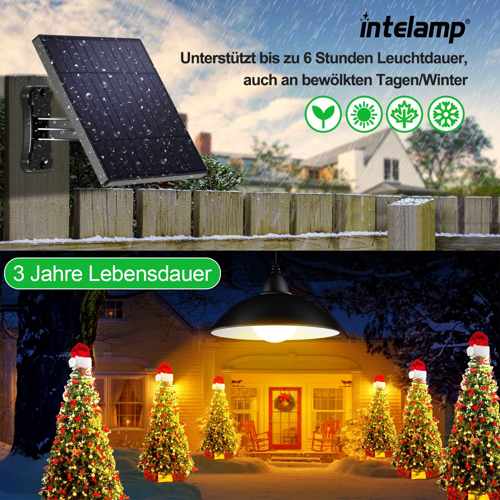 intelamp Lámpara colgante solar, lámpara solar para exterior colgante con mando a distancia, luces solares colgantes, IP65 impermeable, para jardín, terraza, balcón, cenador