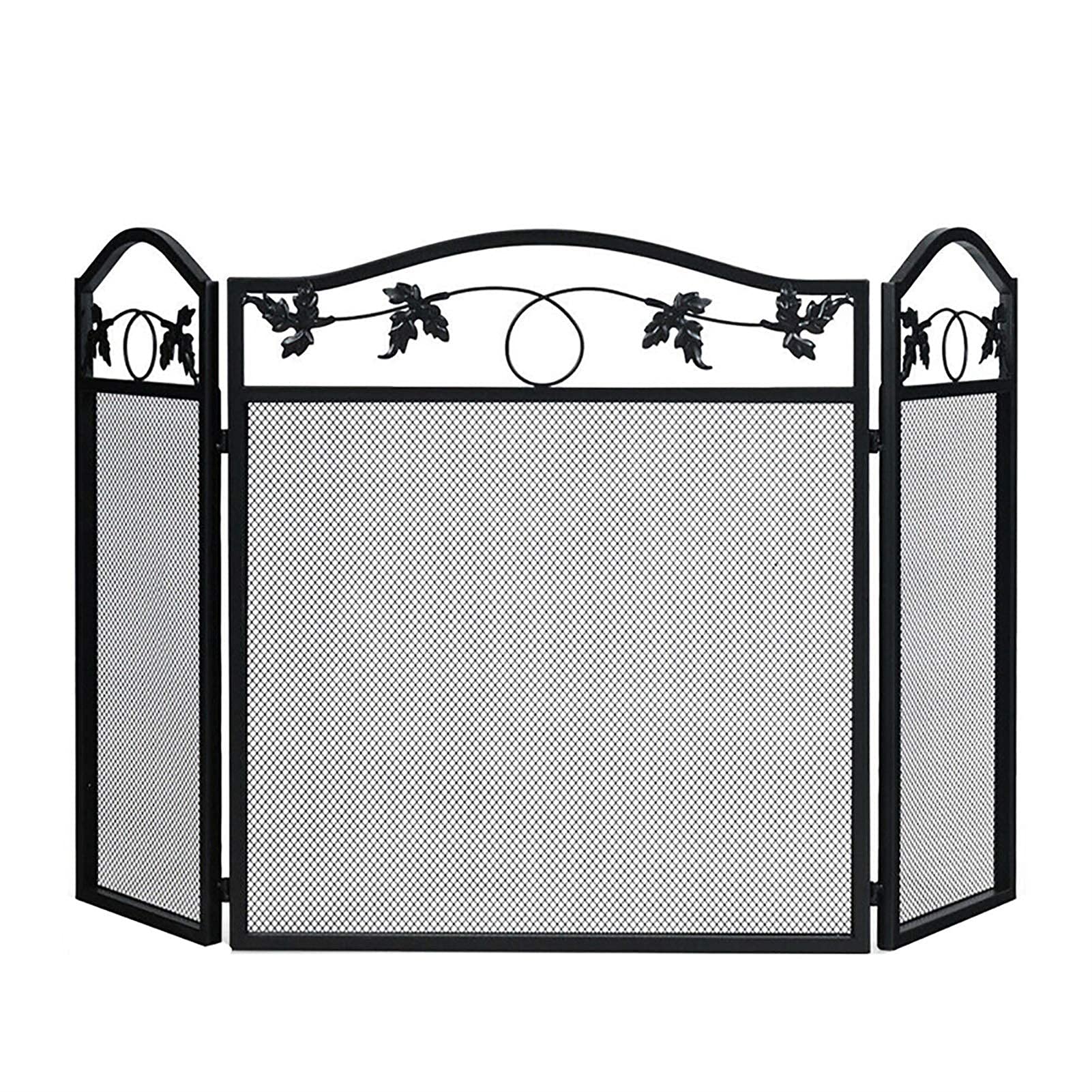 Buy Folding Fire Guard 29Inch Tall, Black Wrought Iron Fireplace Screen