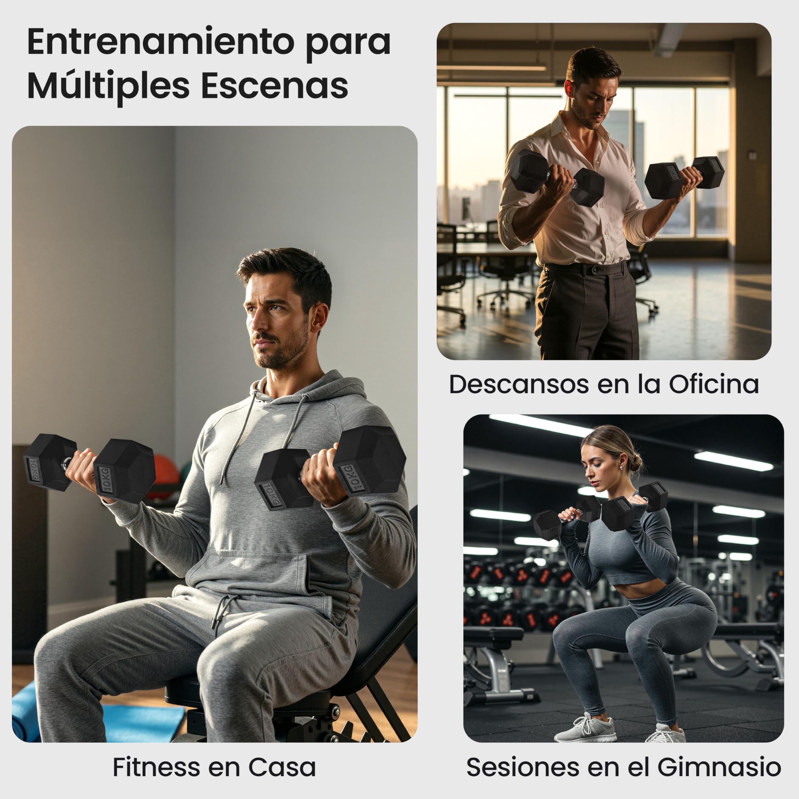 Yaheetech Juego de 2 Mancuernas Hexagonales, 5 kg/10 kg Juego de Pesas Antideslizantes con Revestimiento de Goma para Entrenamientos de Fuerza Gimnasio en Casa
