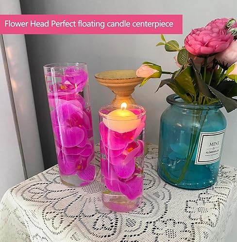 Miniatura 9 de 20 piezas de orquídeas artificiales azules para centros de mesa de velas flotantes, cabeza y tallo de flores sintéticas, ramo de manualidades para