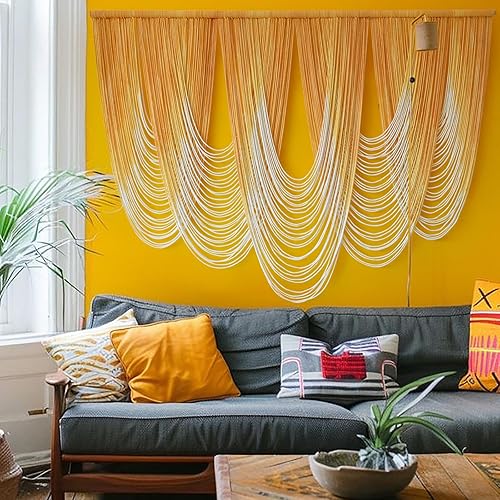 Miniatura 8 de IOWER Macramé para colgar en la pared de macramé teñido por inmersión en marrón, decoración de pared grande de macramé para sala de estar, arte de