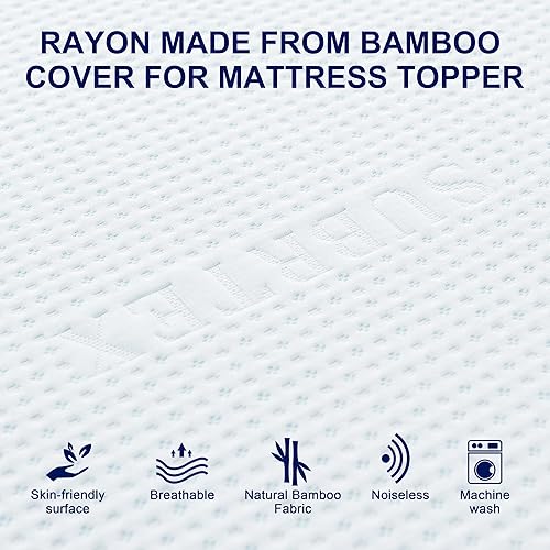 Miniatura 2 de Funda de cama Subrtex de 2.0 pulgadas, extraíble, para colchón, protectores, lavable, con correas ajustables, forro de malla antideslizante, tela de