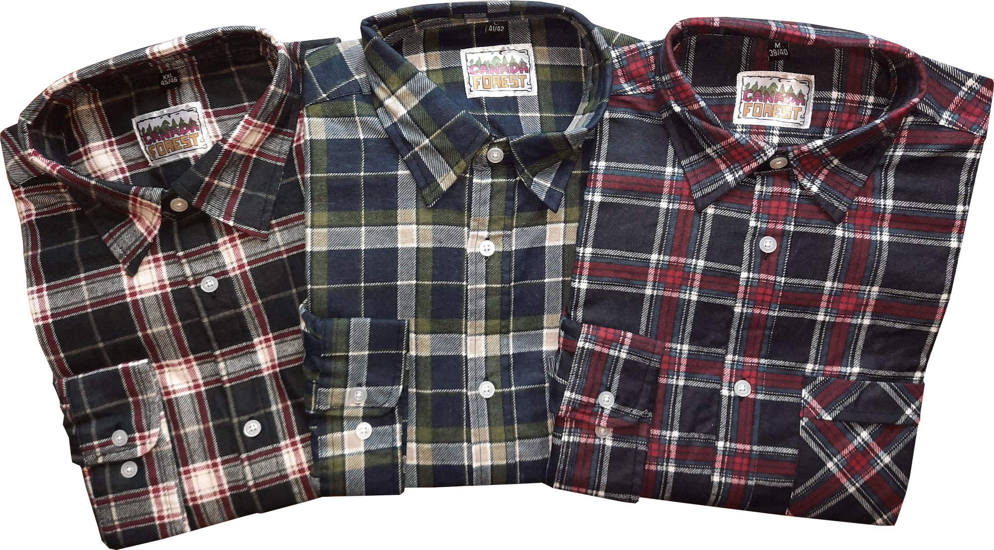 Herren 3er Set Holzfäller Arbeitshemden Extra Lang 70010-8 Gr. XL 43/44