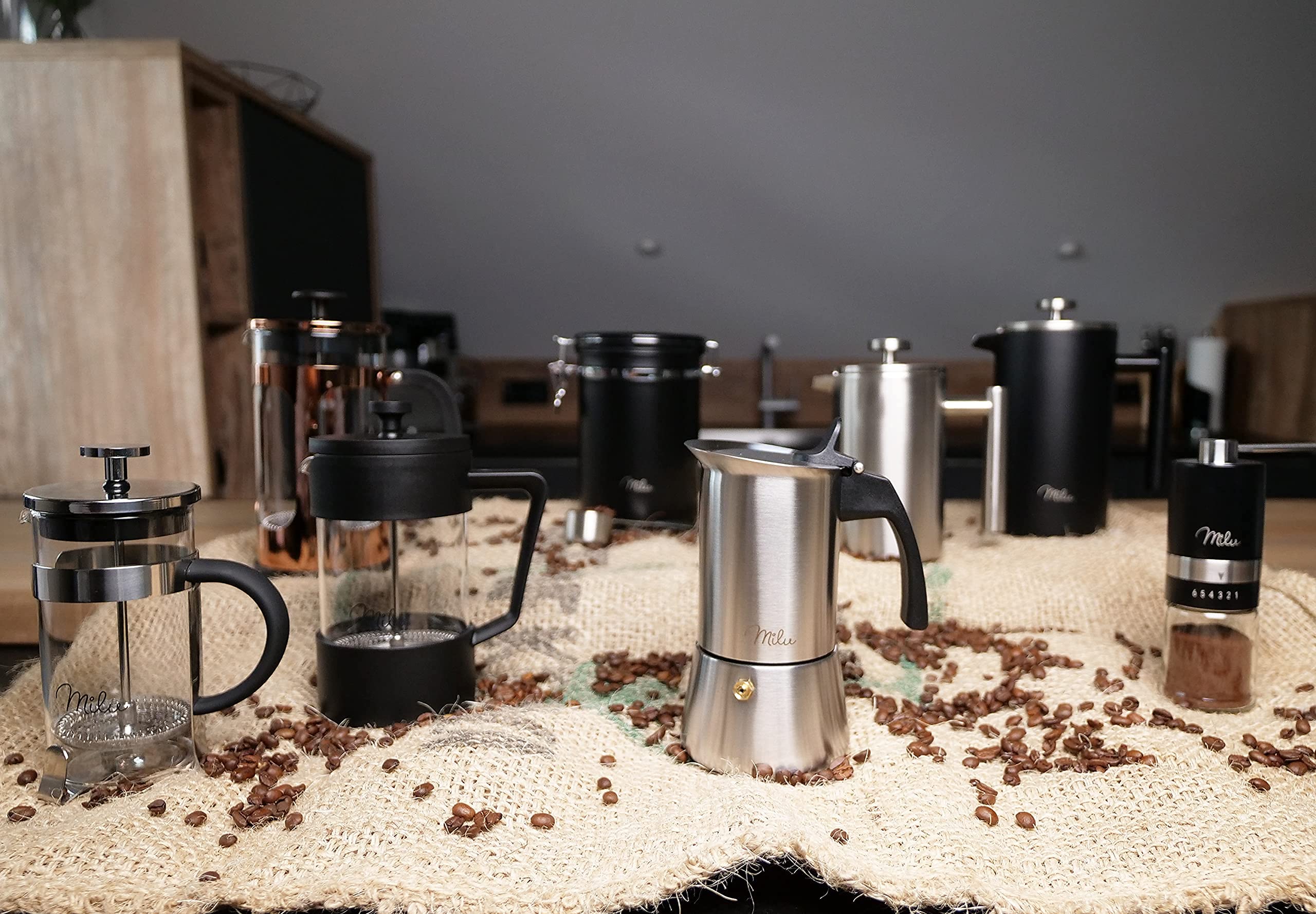 Milu Cafetera Francesa de Vidrio 600ml French Press Tetera Café Negro