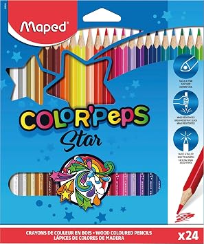 Maped ColorPeps Triangular Colored Pencils, Assorted Colors, Pack of 24 183224ZV