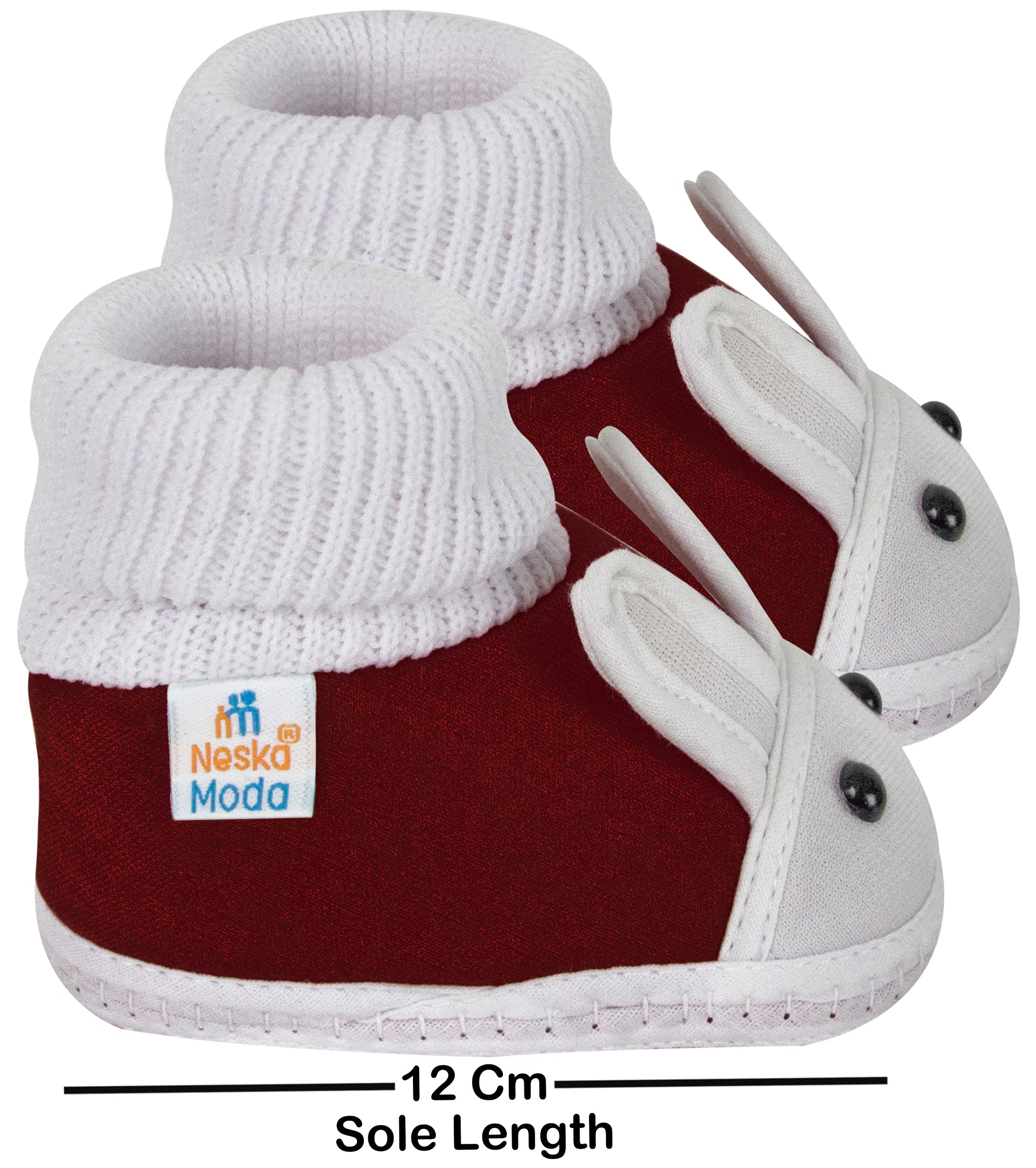 Neska Moda Baby Boy's Maroon Cotton Booties - 0 to 12 Months