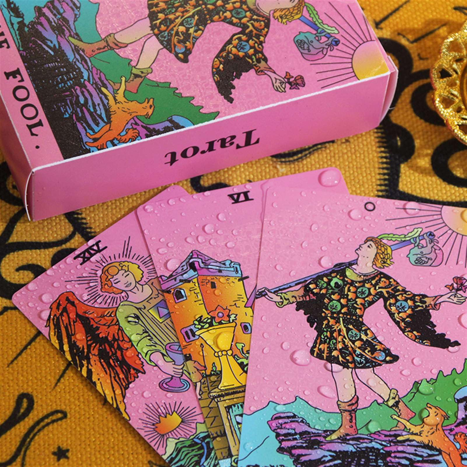 GIBZ Tarot Deck Diseño Rosa Juego de Cartas para Contar el Futuro con Caja para Principiantes