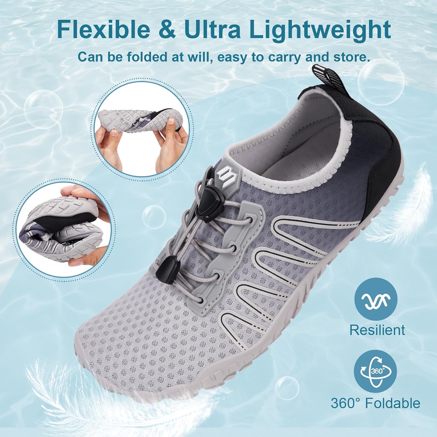 Hike Barefoot Water Shoes for Women Men Footwear, Quick Dry Wide Toe Box Pro Beach Swim Athletic Sports Shoes, Non-Slip Lightweight Aqua Shoe for Pool Hiking Walking Kayaking Diving Surfing