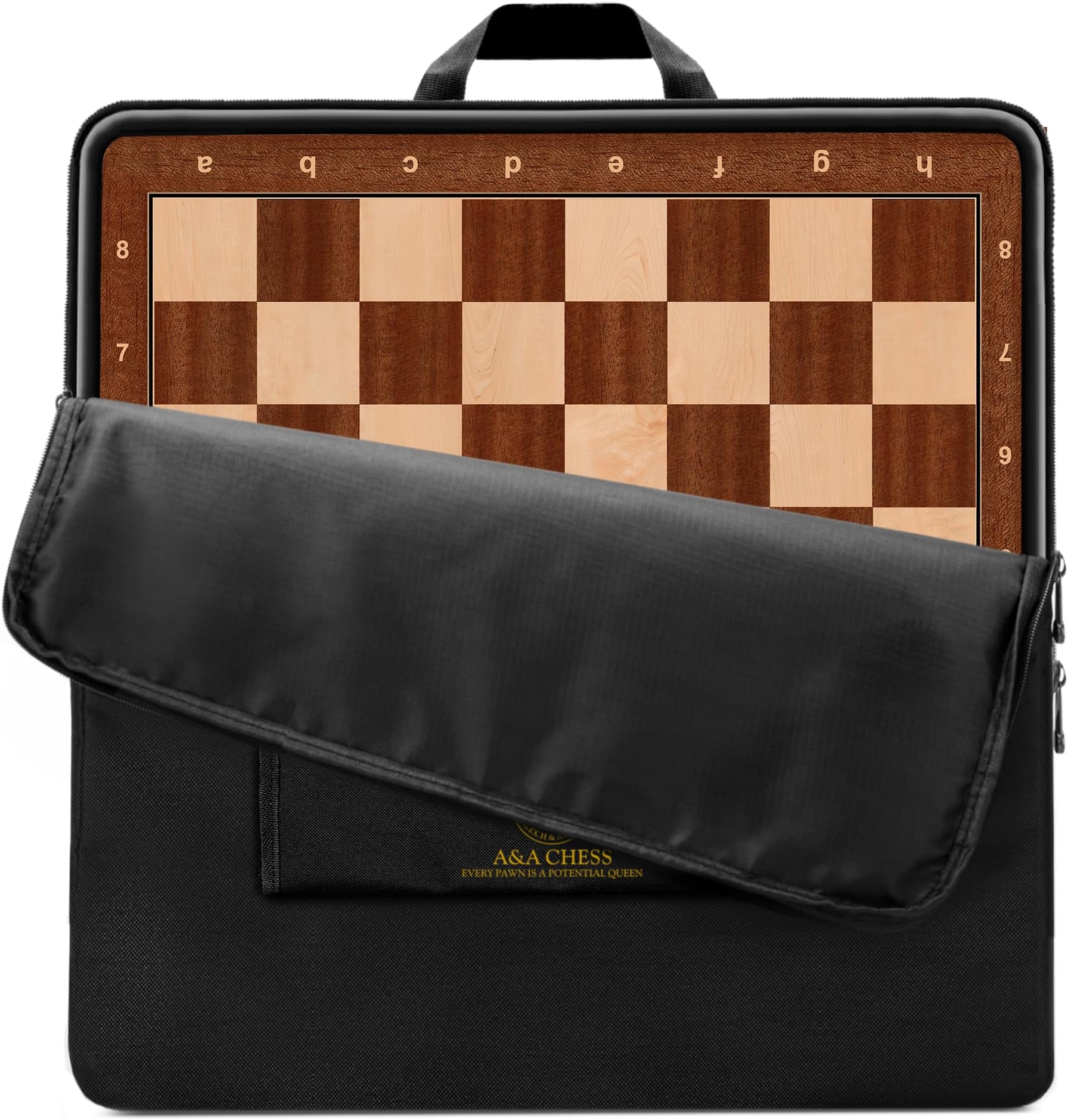 A&A 21.25" Professional Wooden Tournament Chess Board/Mahogany & Maple Inlaid / 2.25" Squares w/Notation