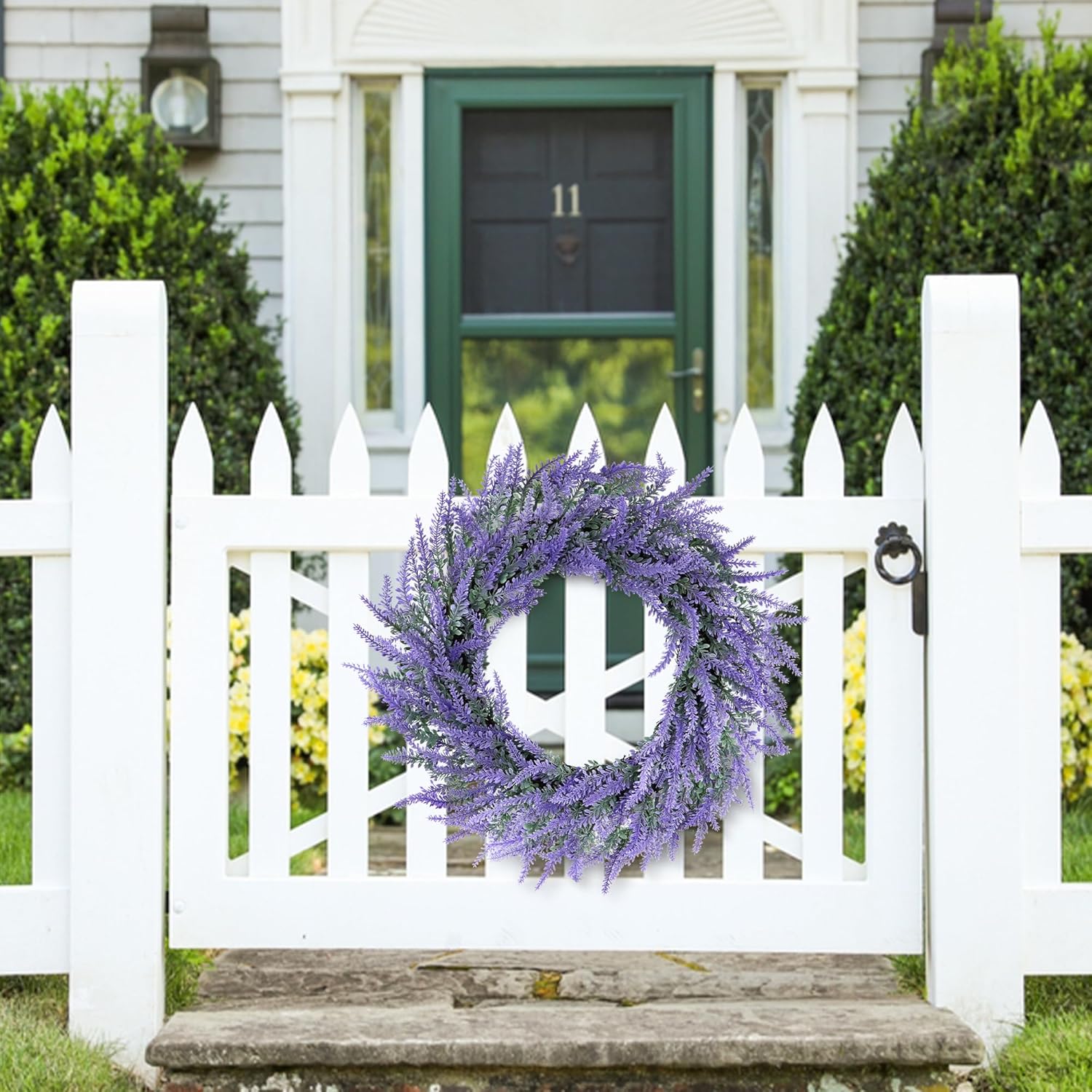 20" Lavender Wreath for Front Door, Artificial Purpule Wreath for Porch, Wedding, Farmhouse Decor, Outdoor Wreaths All Seasons Spring Summer Home Wall Window Decorations(Purple Lavender)