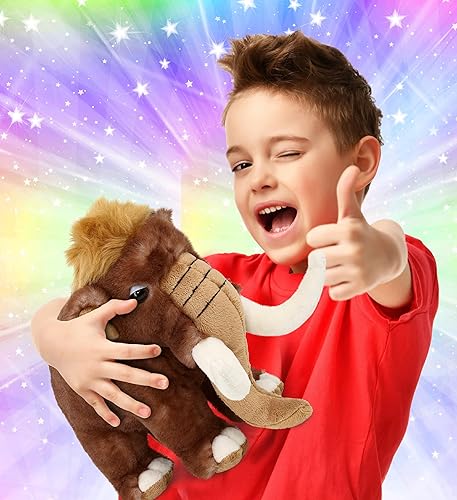 Miniatura 2 de DolliBu - Animal de peluche de mamut  Suave mamut lanudo salvaje, adorable juguete de peluche de mamut para jugar, lindo regalo de vida silvestre