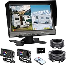 Backup Camera Monitor Set (2024 Model) Car Backup Camera, Rear Camera Monitor Set, Resolution is 1920 x 1080p, 170° Wide Viewing Angle, Monitor, 7-inch LCD Monitor, 2 Split Screen, Rear