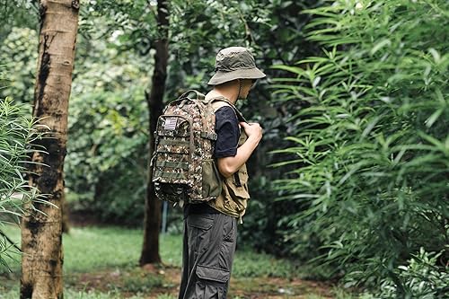 Miniatura 7 de Mochila de camuflaje para niños con parche de bandera de Estados Unidos, mochila escolar táctica impermeable para exteriores, 35L 30L, 35L-tanque,