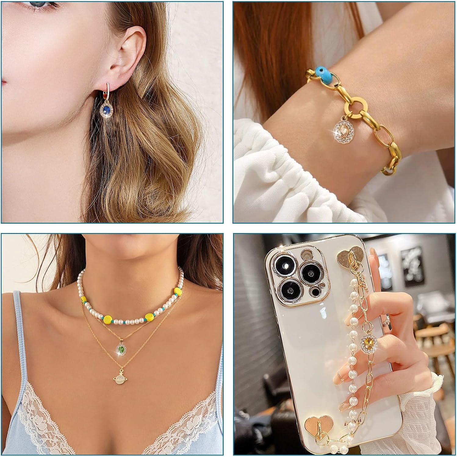 Glass Birthstone Charms Round Teardrop Heart Leaf Rhinestone Charm Golden Vintage Faceted Crystal Waterdrop Charms for Jewelry Making Bracelet Necklace Earring - Image 3