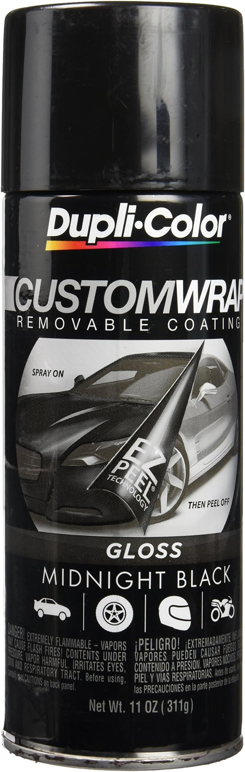 Dupli-Color ECWRC8400 Custom Wrap Gloss Removable Automotive Paint - Midnight Black Spray Paint - 11 oz. Aerosol Can