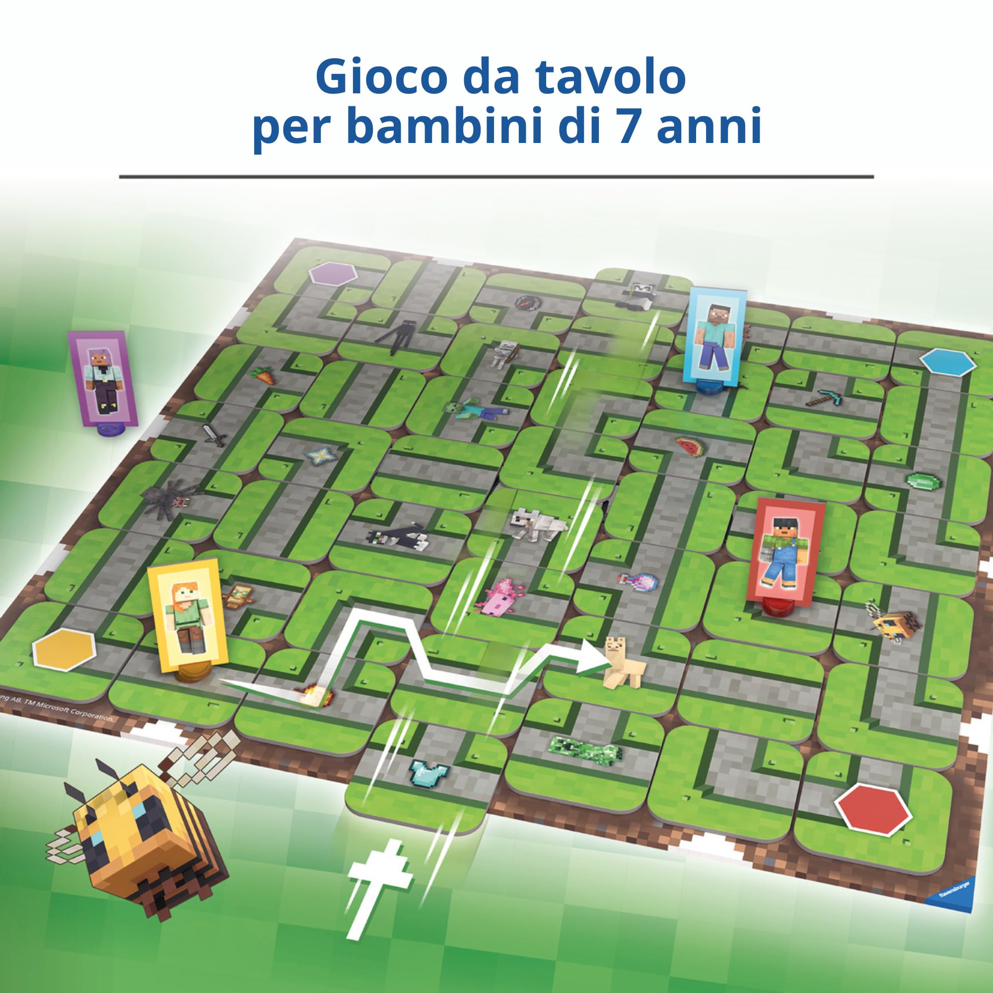 Ravensburger - Labirinto Minecraft | Gioco Da Tavolo Bambini 7 Anni | Labirinto Gioco Da Tavolo Per 2-4 Giocatori | Labyrinth Gioco Da Tavolo | Idea Regalo Per Bambini 7 Anni | Idee Regalo