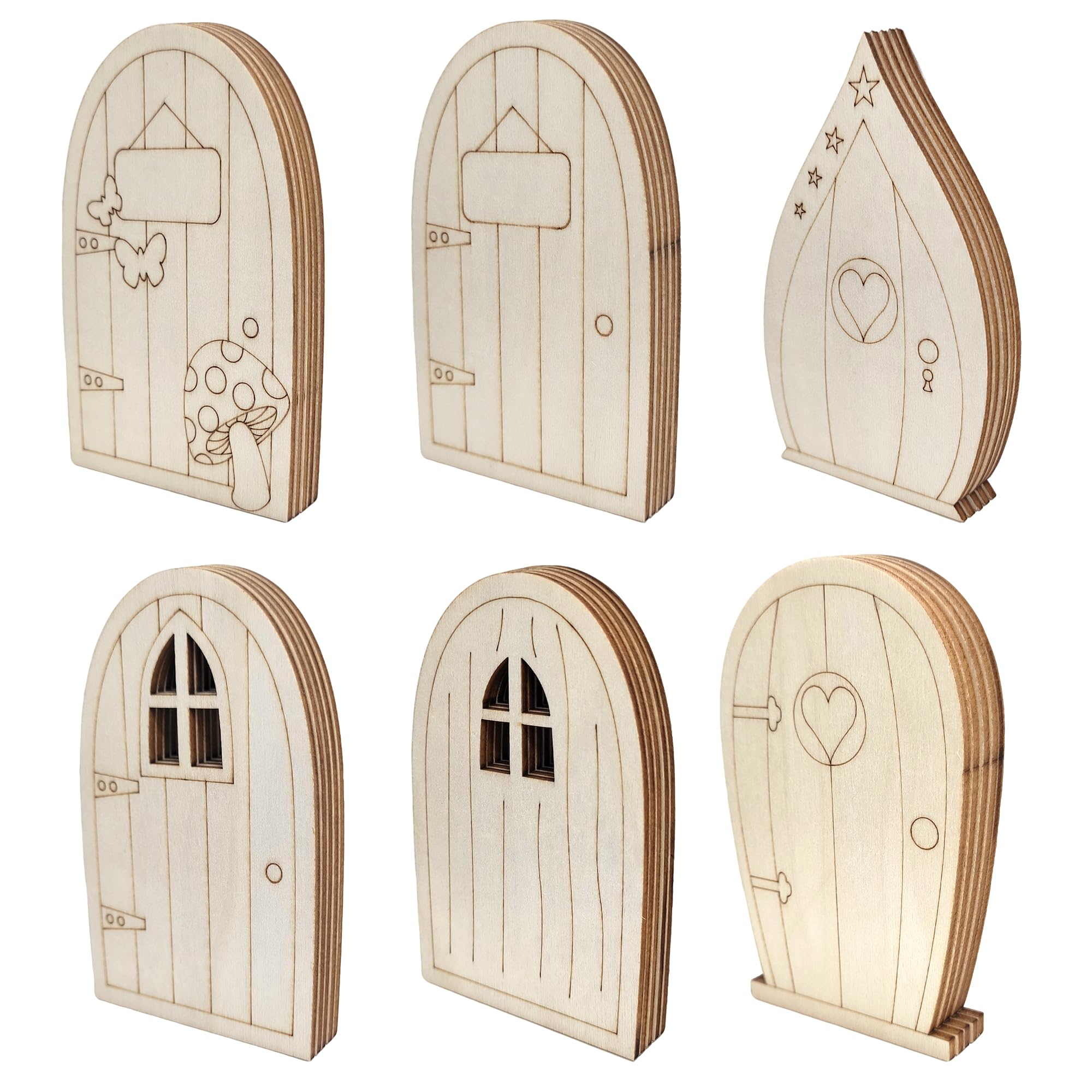 30PCS Wooden Fairy Doors for Garden Mini Elf Doors, Unpainted Small Door