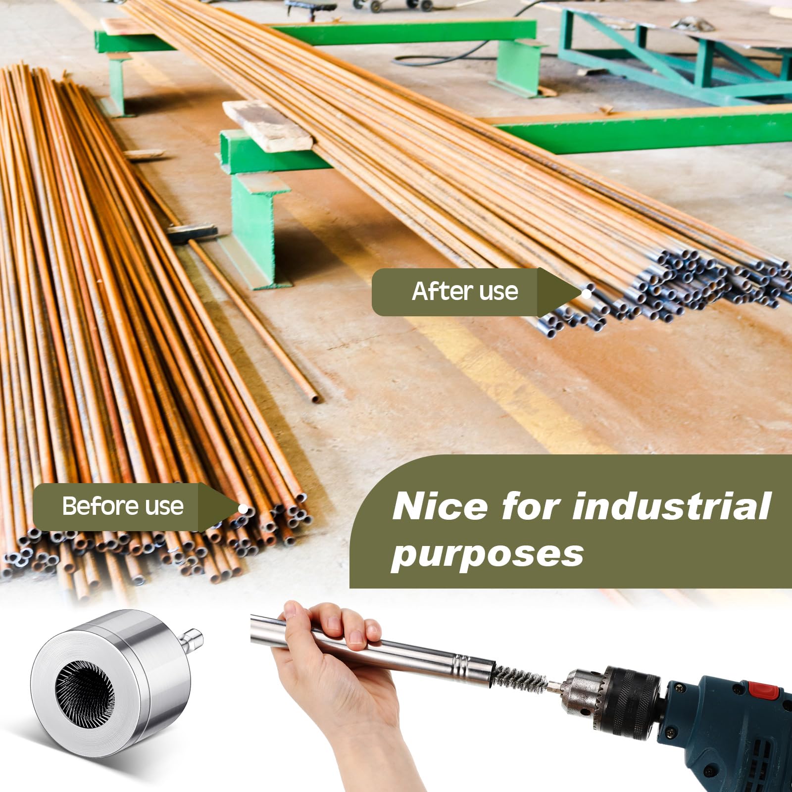 Pasimy Pipe Cleaning Brush Kit - Power Drill Brush -6 Pasimy Pipe Cleaning Brush Kit - Power Drill Brush -6