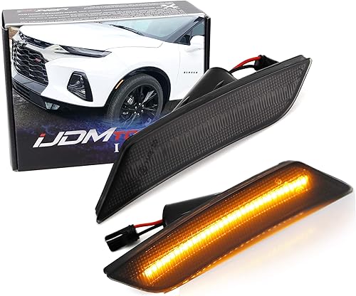 Vista 23 de iJDMTOY Kit de luz de marcador lateral de parachoques LED blanco 27-SMD de lente ahumada compatible con Cadillac ATS 2013-2014, Cadillac XT5 2017