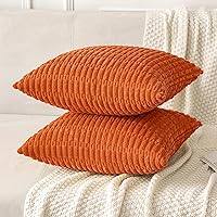 Vista 5 de MIULEE - Paquete de 2 fundas de cojín decorativas, de corduroy naranja, con rayas boho suaves, para sofá, sala de estar, sillón y cama, decoración
