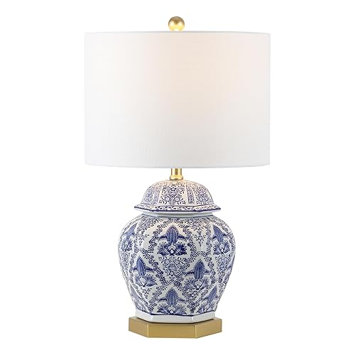 JONATHAN Y 25" Blue/White Classic Traditional Ginger Jar Ceramic LED
