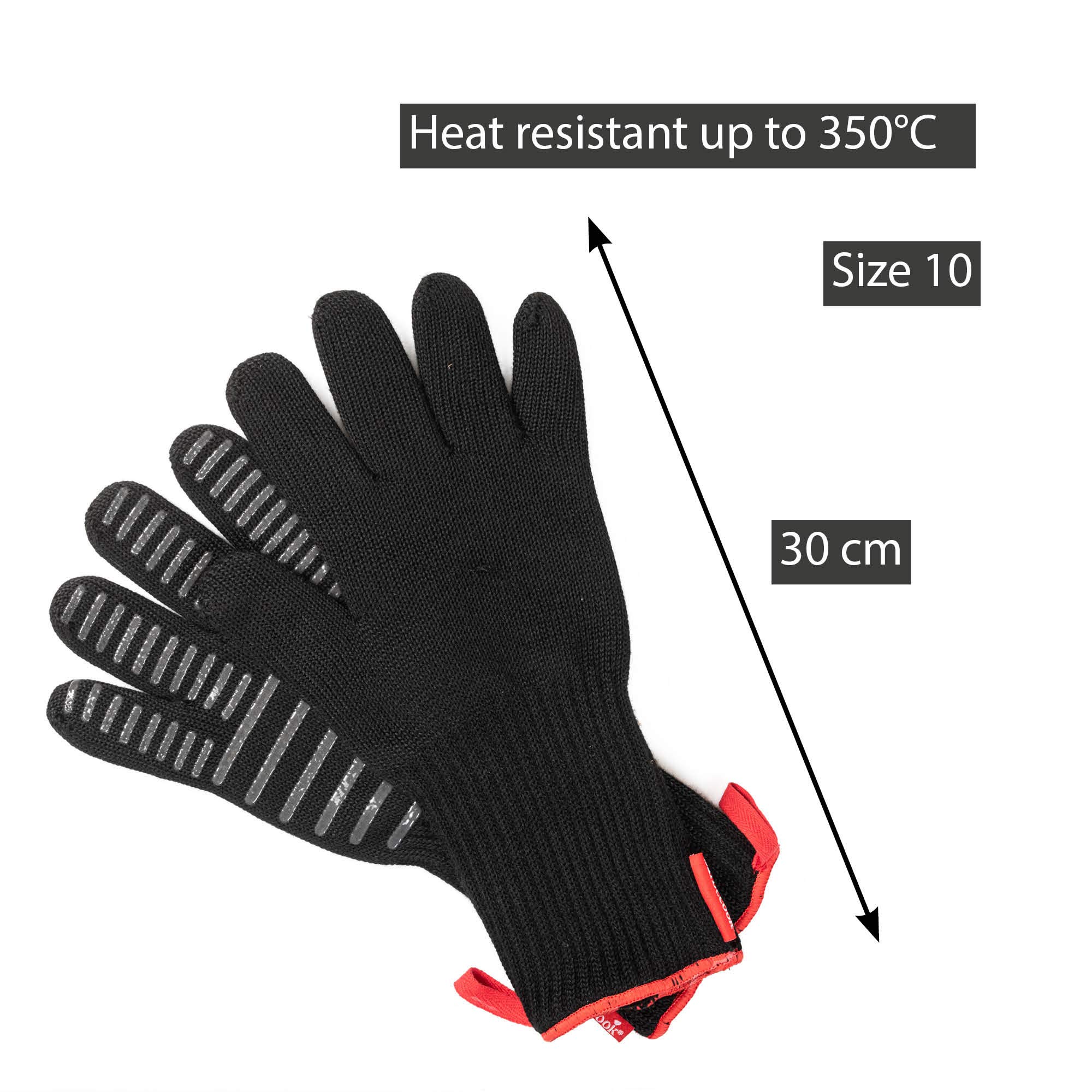 Barbecook Hitzebestaendige Grillhandschuhe, Premium Handschuhe Fuer BBQ, Grill, Kamin und Backofen in schwarz, 33 cm