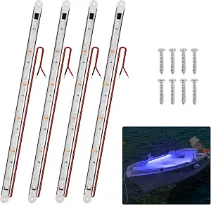RVZONE LED Boat Interior Lights, Waterproof Marine LED Strip Lights, 4 Pcs, Blue