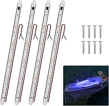 LED Boat Interior Lights, Boat Led Strip Lights Marine Waterproof Marine Lighting Strip Night Fishing Lighting for Pontoon, Dinghy, Kayak, Yacht,4 Pcs, Blue