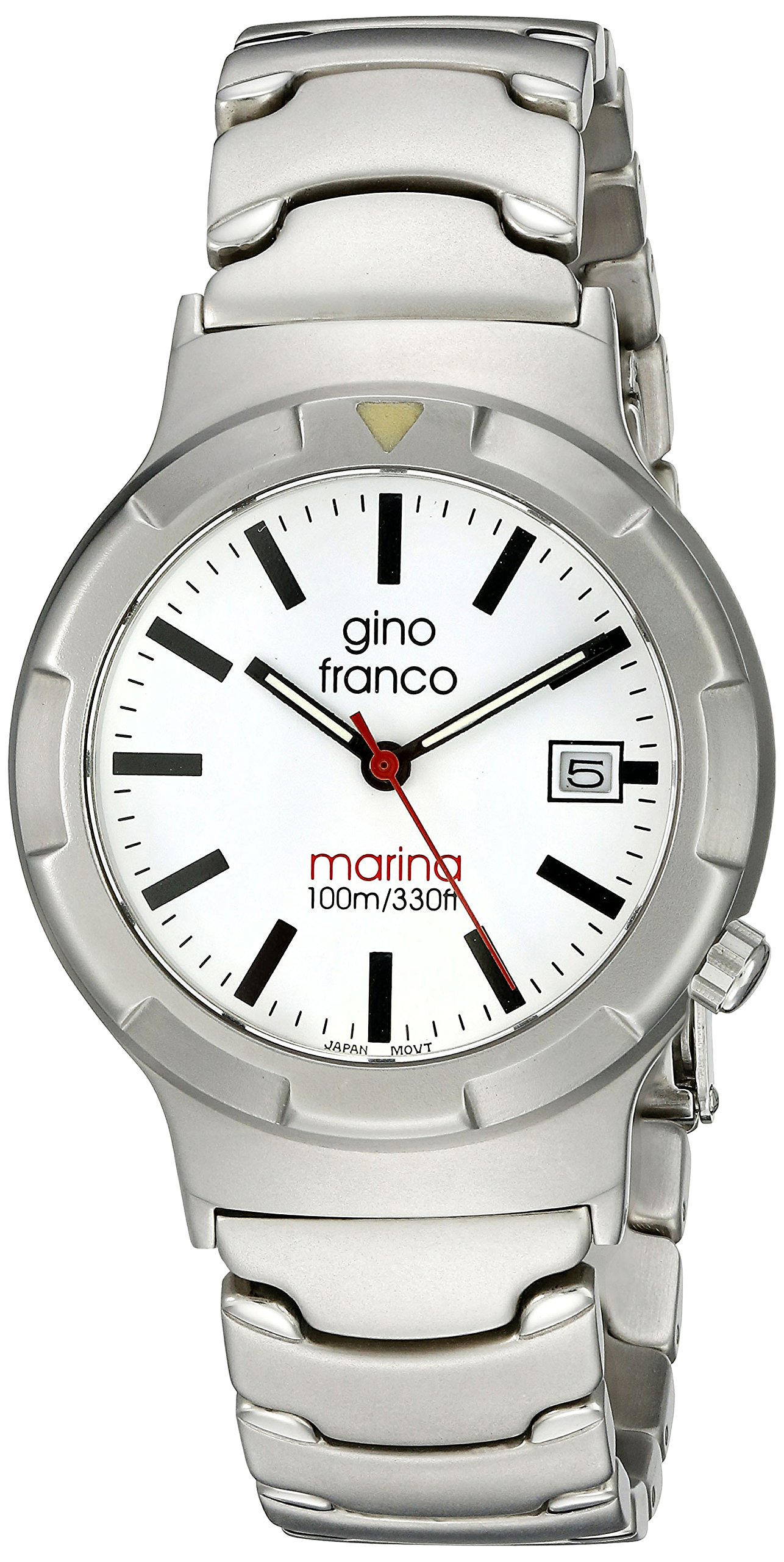 gino franco Mens 981WT Marina Round Stainless Steel Bracelet Watch (B001NDGACK) Amazon Price History, Amazon Price Tracker