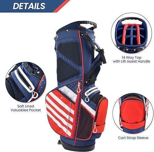 Miniatura 5 de BOBOPRO Bolsa de Soporte de Golf, Ligera con Divisores Superiores de 14 Compartimentos, Bolsa de Transporte de Golf con 8 Bolsillos, Bolsa de Golf