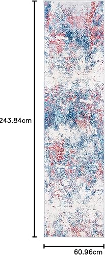 Miniatura 120 de SAFAVIEH Brentwood Collection - Alfombra de área de 9 x 12 pies, gris claro y azul, diseño abstracto moderno, no desprende pelusa y de fácil azul