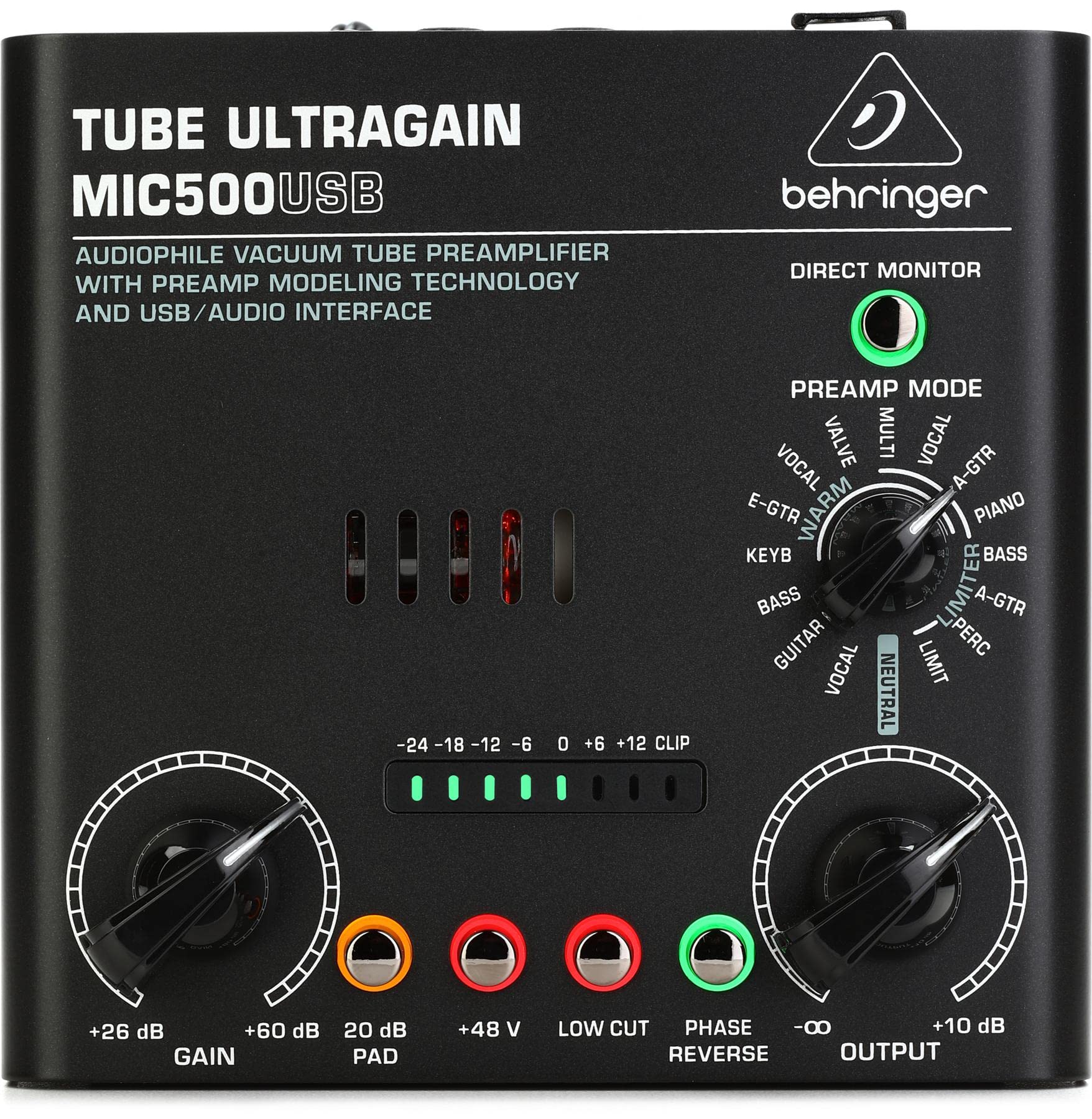 TUBE ULTRAGAIN MIC500USB Audiophile Vacuum Tube Preamplifier with Preamp Modeling Technology and USB/Audio Interface