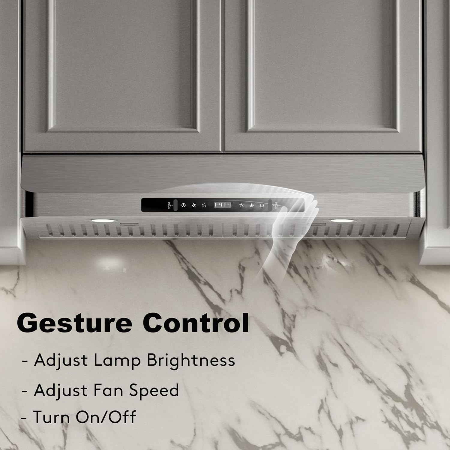 Range Hood 30inch Under Cabinet, 900CFM Stainless Steel Kitchen Vent Hood with Gesture/Touch Control and Permanent Stainless Steel Filters, Ducted Vent, Top and Rear Vents