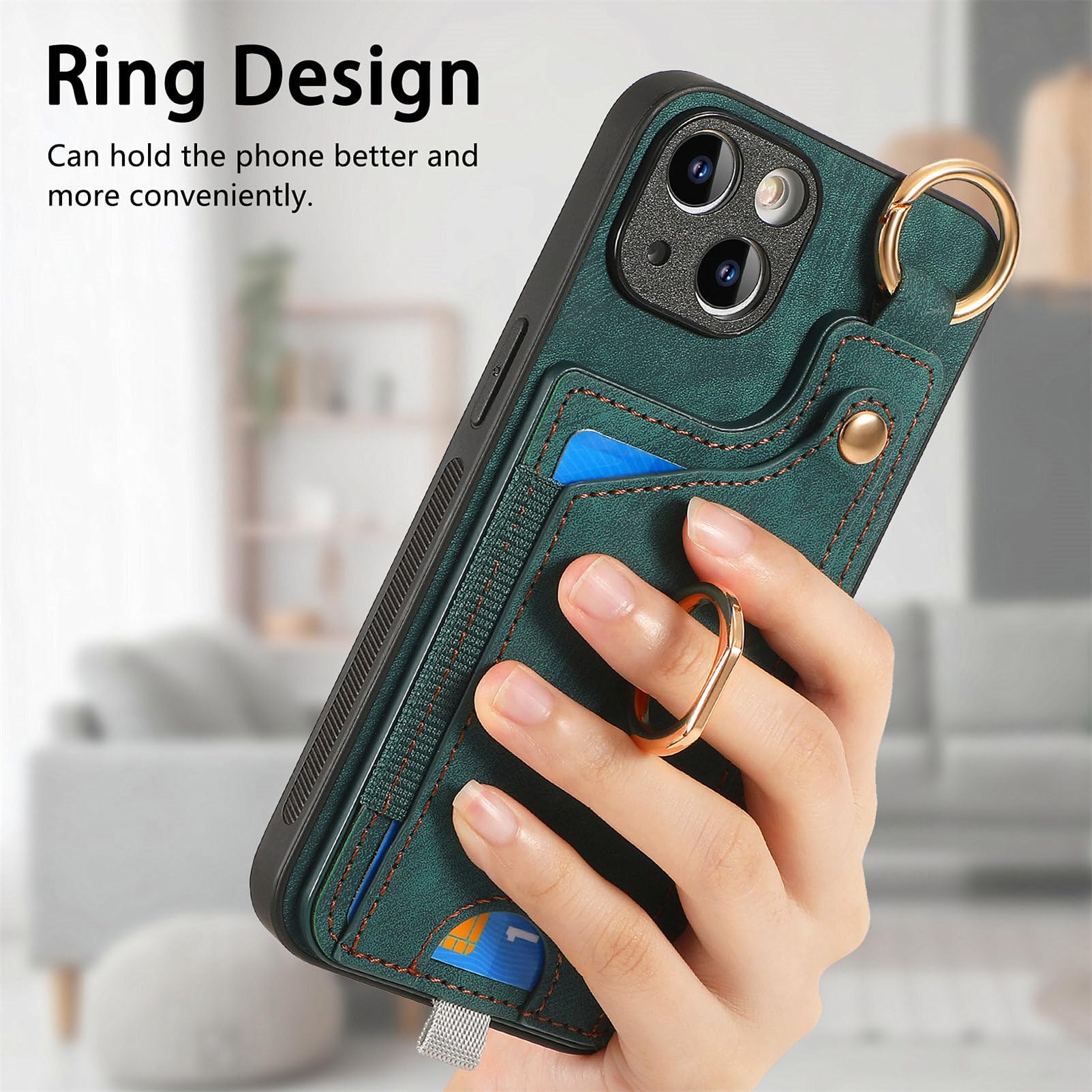 Handyhülle Für Xiaomi 13 Lite 5G – Mit Kickstand, Magnetfeld, Kartenhalter, In Grün (PC+TPU+PU)