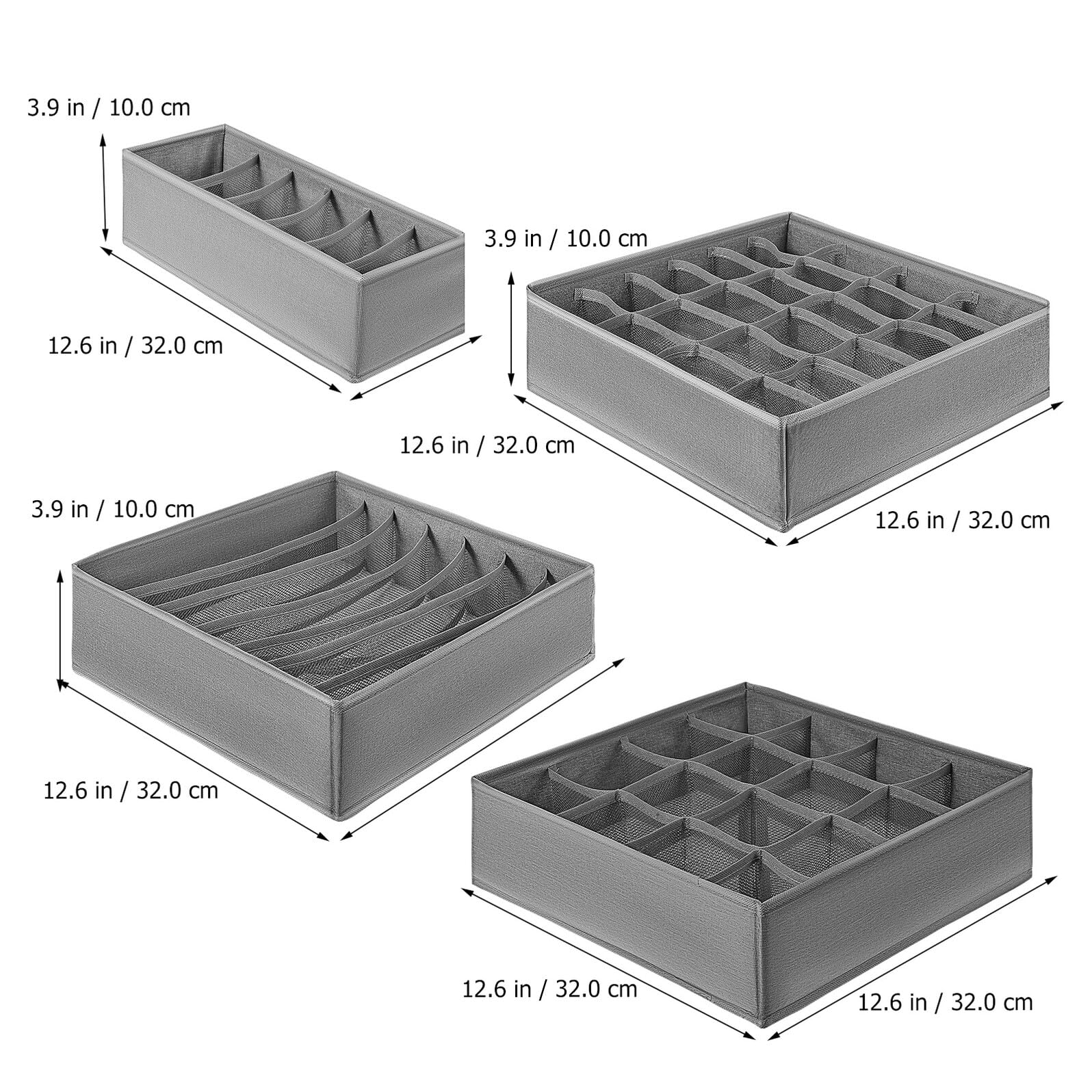 SEWACC 4 Stück Schubladenbehälter aus Cationic Cloth, Faltbar
