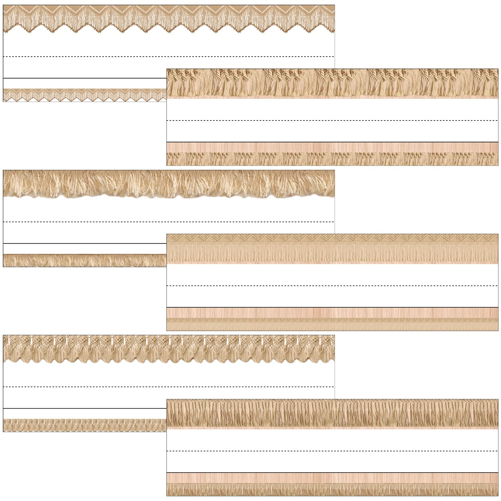 Yexiya 48 Pcs Boho Name Tags Fringe Classroom Name Tags for Desk Self Adhesive Rustic Desk Labels Decor for School Bulletin Board Office Home Party(