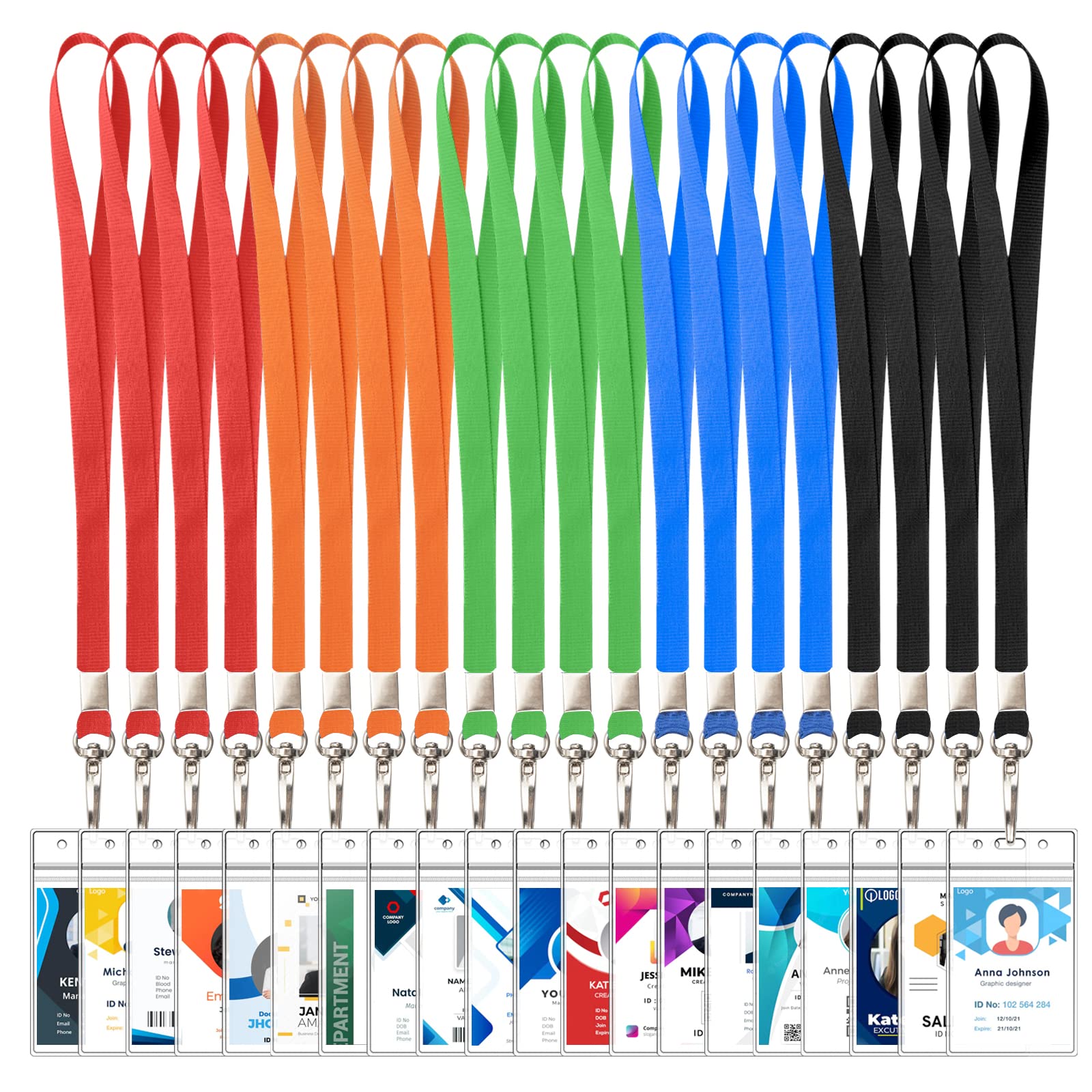 Photo 1 of ID Badge Holder with Lanyard,20 Sets Clear Waterproof Id Card Holder with Colorful Cruise Lanyards for Id Badges Cards 5 Colors