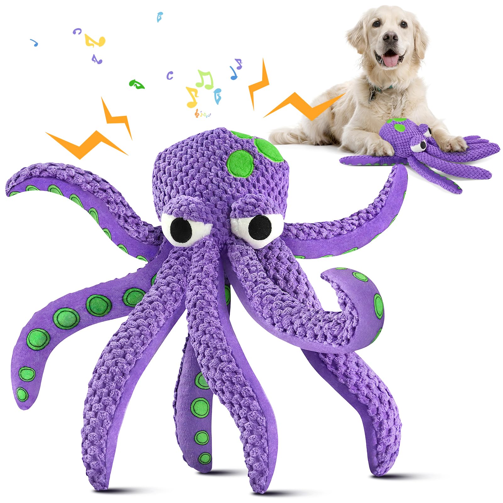 Heylaca Dog Toys,Squeaky Dog Toys, 11.8” Large Plush Stuffed Interactive Dog Toys for Boredom, Octopus Dog Toys, Durable Chew Toys, Pull Plush Toys for Large, Medium, Small Dogs and Puppies