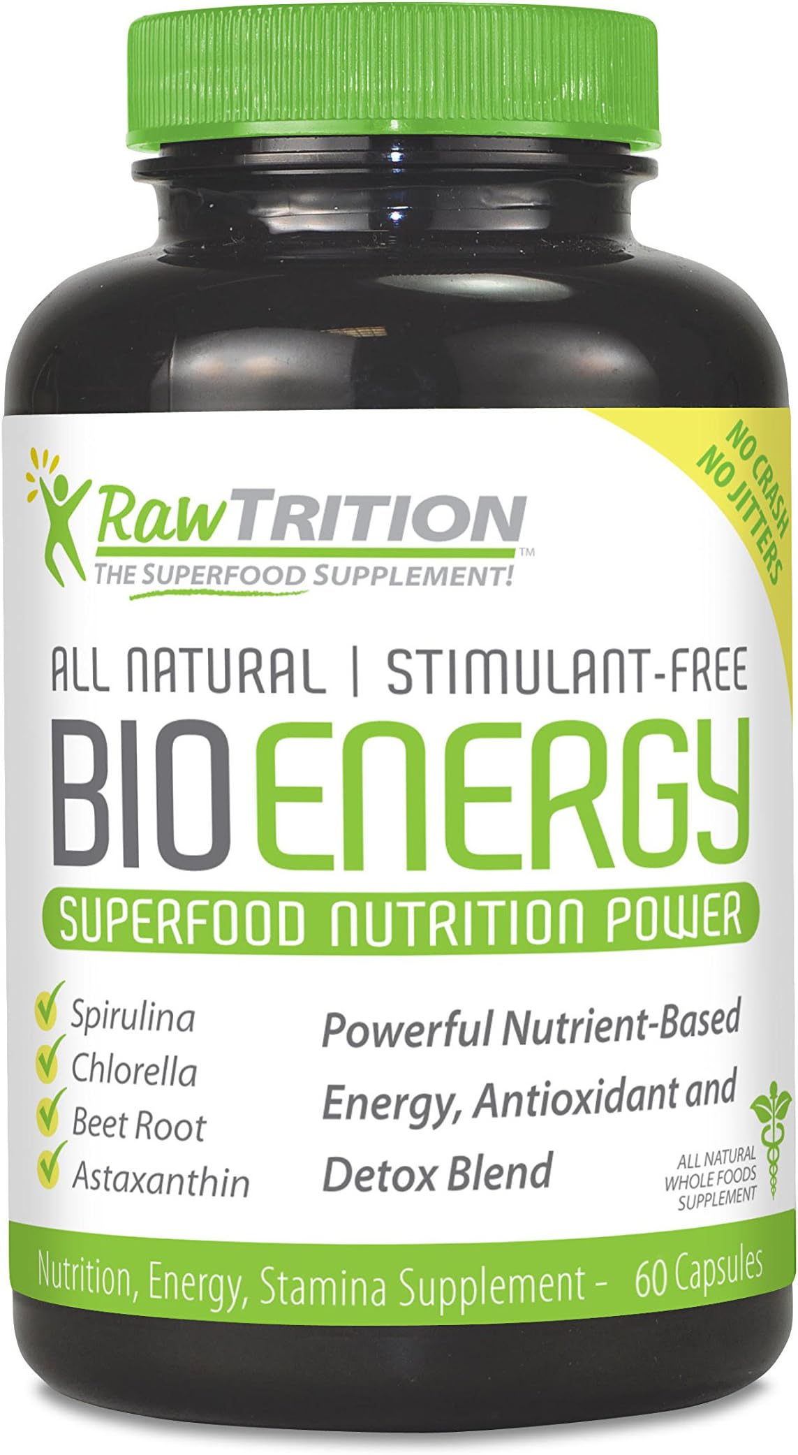 RawTrition BioEnergy Superfood Nutrition Power – Antioxidant, Sugar & Gluten Free – Natural Nutrition, Energy & Stamina Supplement – 60 Capsules