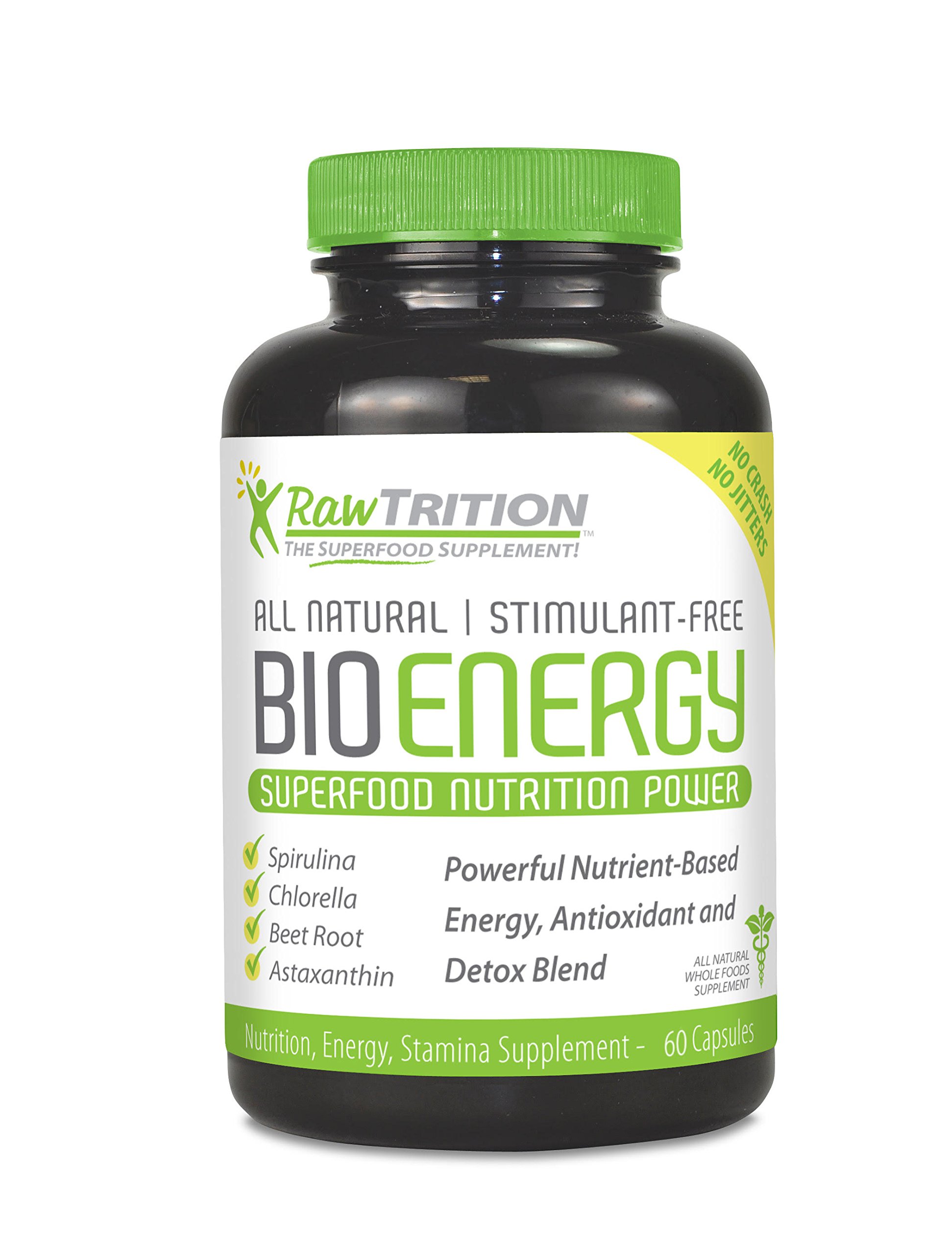 RawTrition BioEnergy Superfood Nutrition Power – Antioxidant, Sugar & Gluten Free – Natural Nutrition, Energy & Stamina Supplement – 60 Capsules