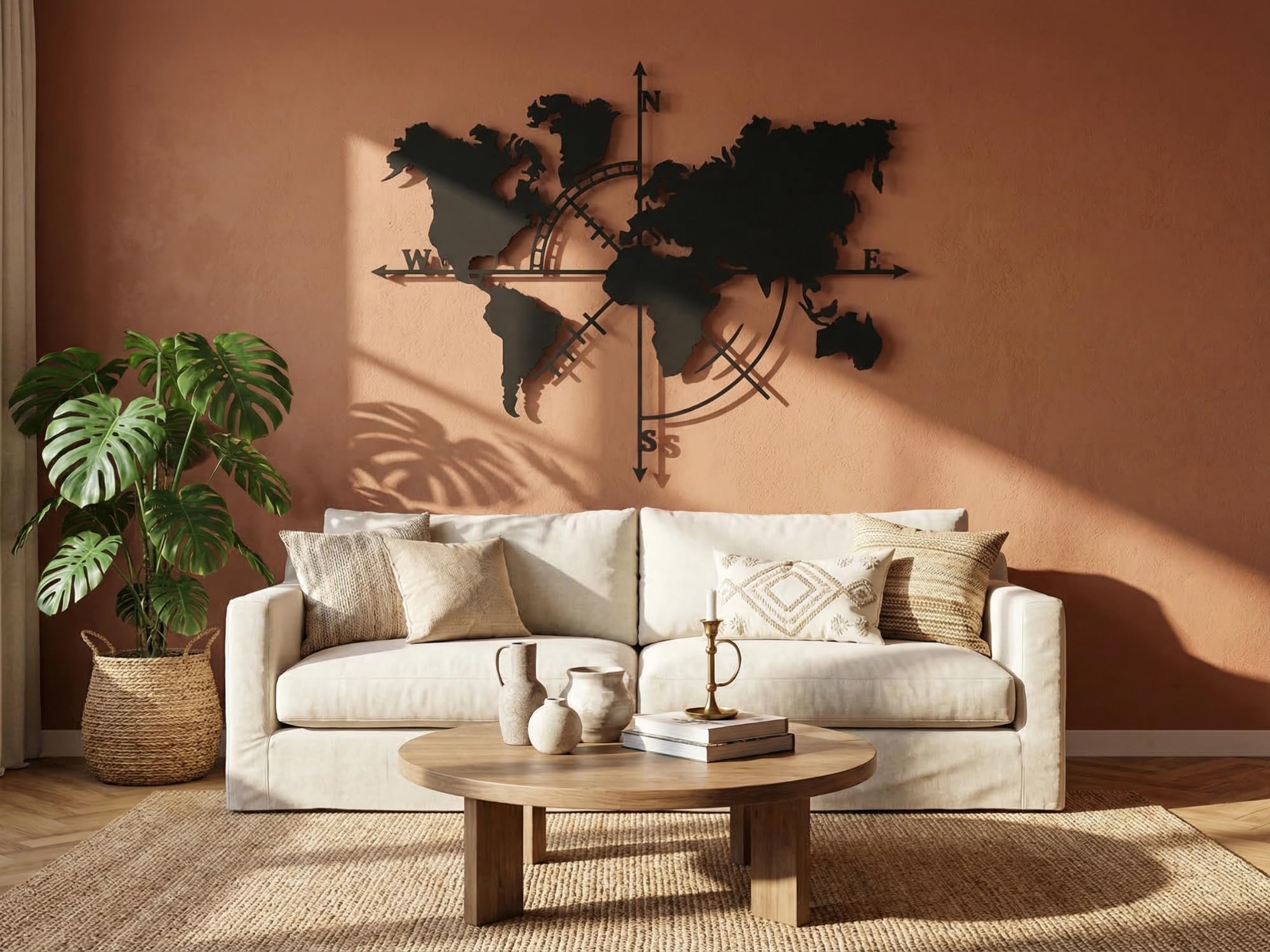 VAILLA ® Mappa del mondo, Decorazione da parete in legno, decorazione da parete in nero, oro, 3D, decorazione da parete per casa, ufficio, camera da letto, soggiorno (Mappa del mondo 5)