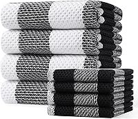 Vista 9 de Homaxy - Juego de toallas y paños de cocina, 12 x 12 y 13 x 28 pulgadas, juego de 8 toallas de cocina de 100% algodón, de punto gofre, a cuadros