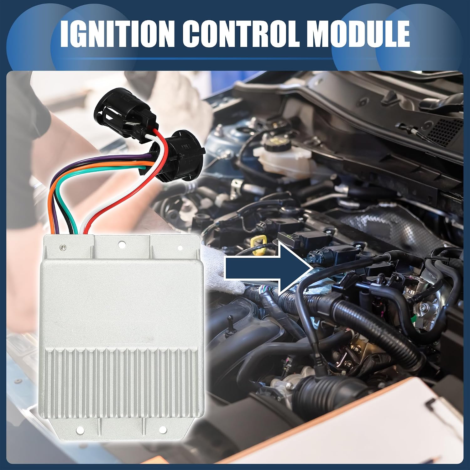 Ignition Control Module, Inner Ignition Module Control Unit No.D6AE12A199A1A for Ford F250 F350 1976-1987 for Ford Fairmont 1978-1983 ABS Black, 1 Pc