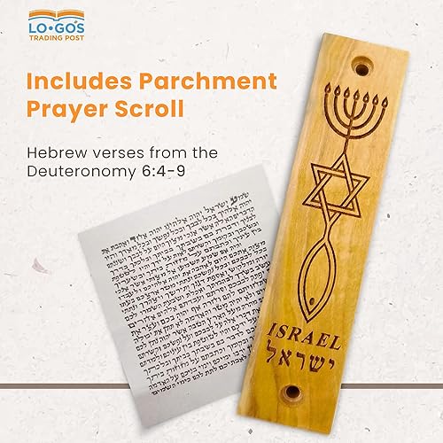 Miniatura 3 de 4 mezuzahs de madera de olivo con pergaminos, surtido a granel #4, fabricado en Israel, decoración religiosa del hogar para puerta y pared, incluye