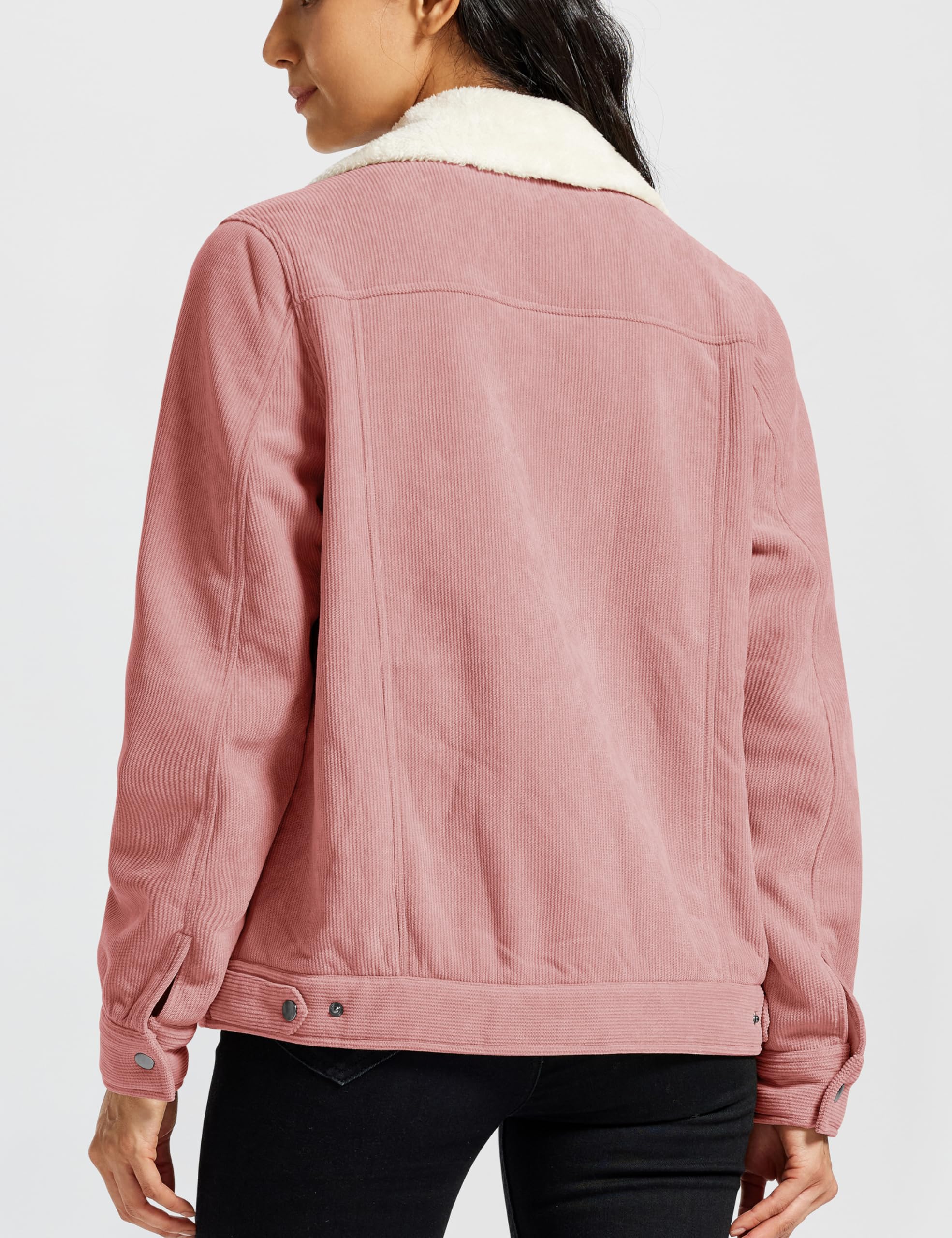 MoFiz Chaquetas de Forro Polar Mujer Invierno Chaqueta de Pana con Botones Cálido Abrigo de Informal de Moda y 4 Bolsillos