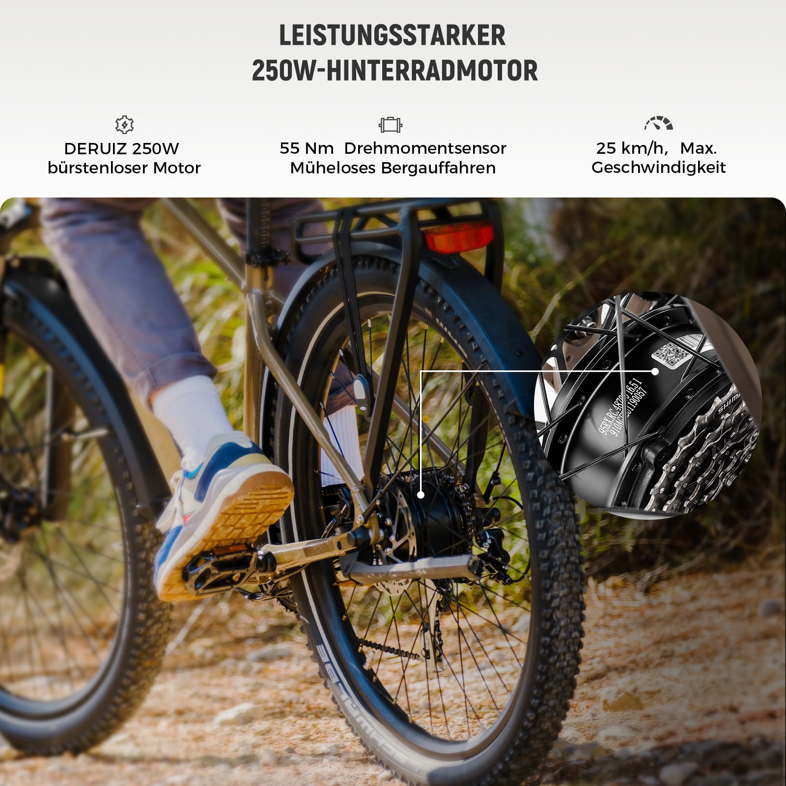 DERUIZ Marble SUV Vélo électrique 27,5" 644 Wh capteur de couple freins hydrauliques dérailleur 8 vitesses tout-terrain