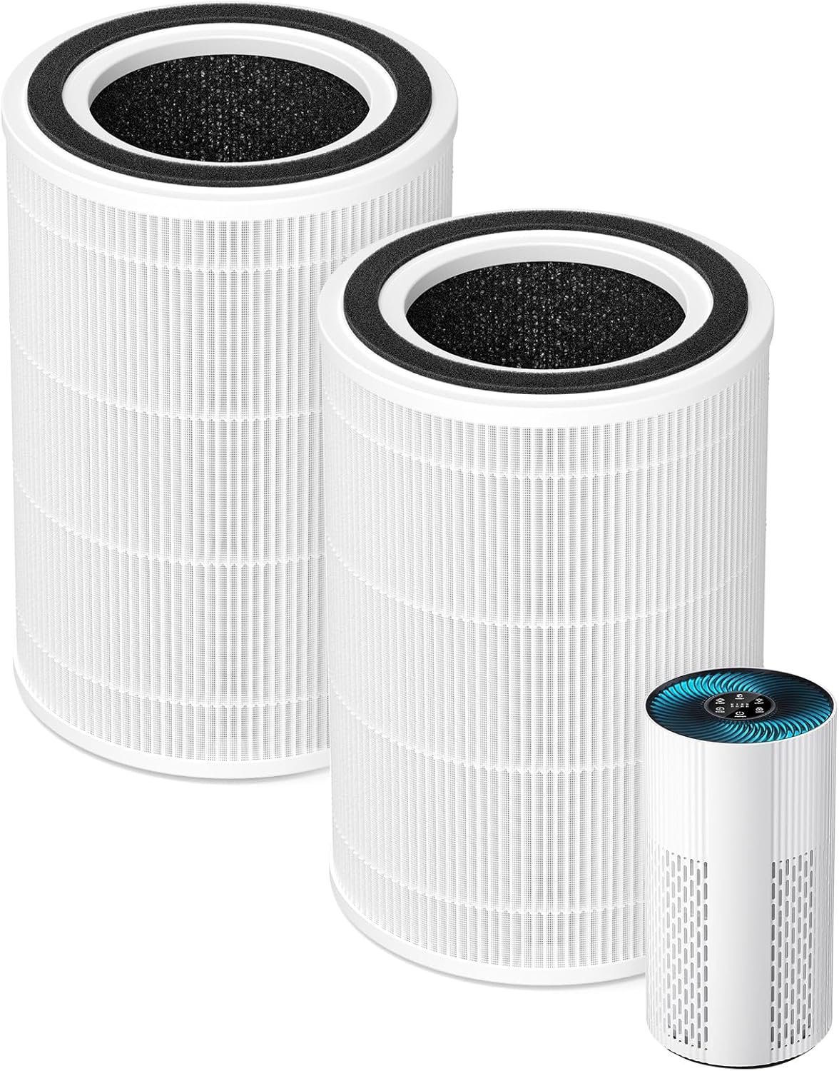 2 Pack HAP604 HEPA Air Filter Compatible with ECOSELF HAP604 Air Purifiers for Home Large Room 360° Air Intake & Outlet 3-In-1 Efficiency Filtration System for Bedroom Pets Cover Up to 1076 Ft²