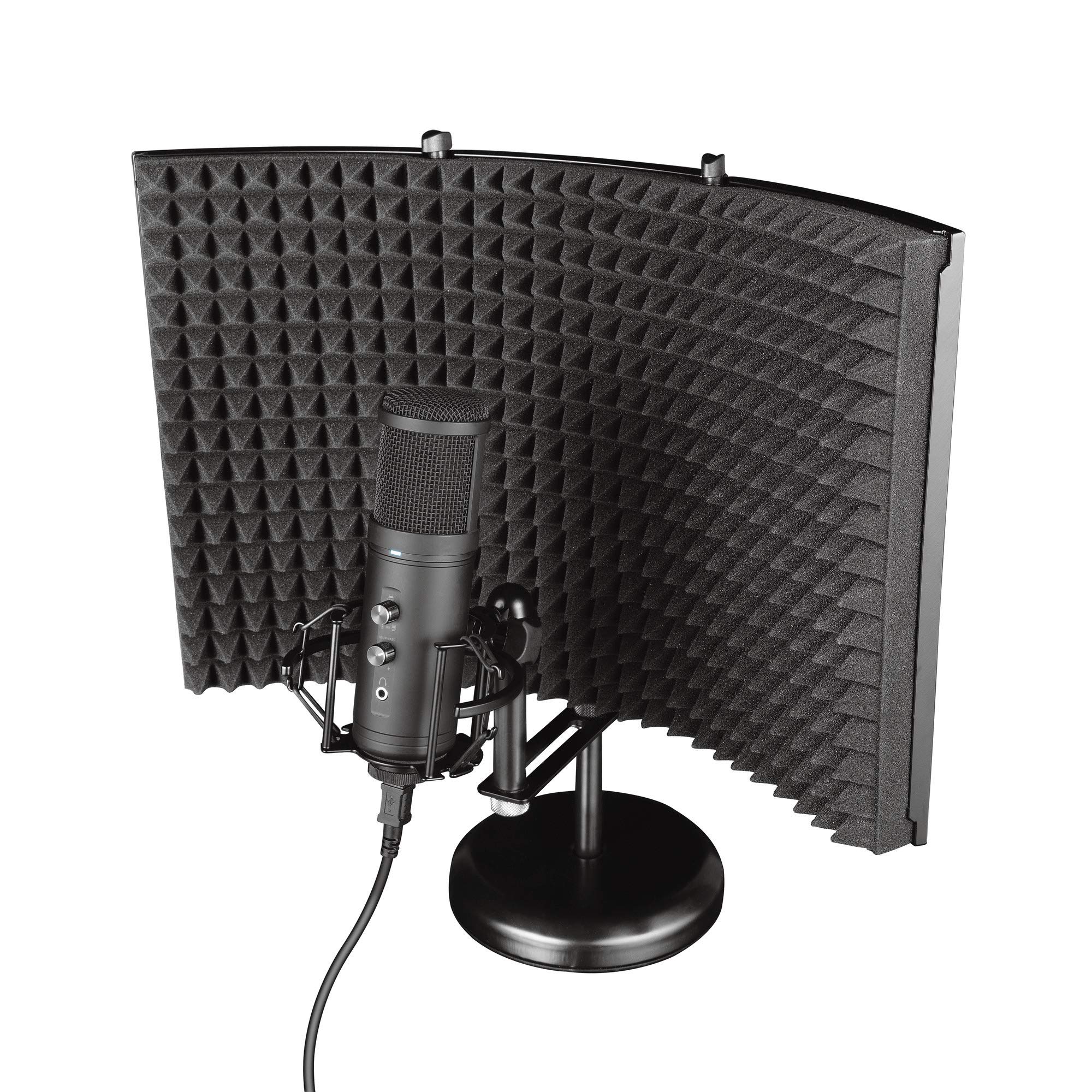 Trust Gaming 23874 GXT Micrófono Profesional con Pantalla Absorbente GXT 259 Rudox, Micrófono USB de Condensador para Cantar, Estudio, Grabación, PC, Podcast, Streaming, Voz, Youtube